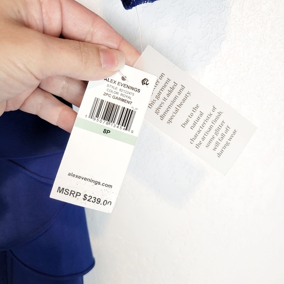 NWT Alex Evenings 2-Pc Lace Glitter Bolero Gown in Royal Blue Size 8 Petite - Picture 13 of 13